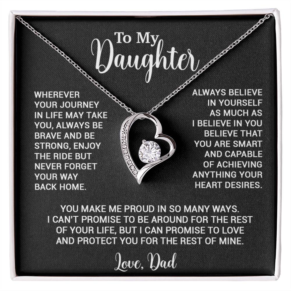 To My Daughter Necklace, Gift for Daughter from Dad, Father Daughter Necklace 3_6_Black