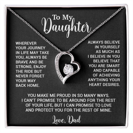To My Daughter Necklace, Gift for Daughter from Dad, Father Daughter Necklace 3_6_Black