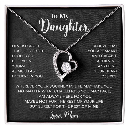 To My Daughter Necklace, Gift for Daughter from Mom, Mother Daughter Necklace 18_5_Black