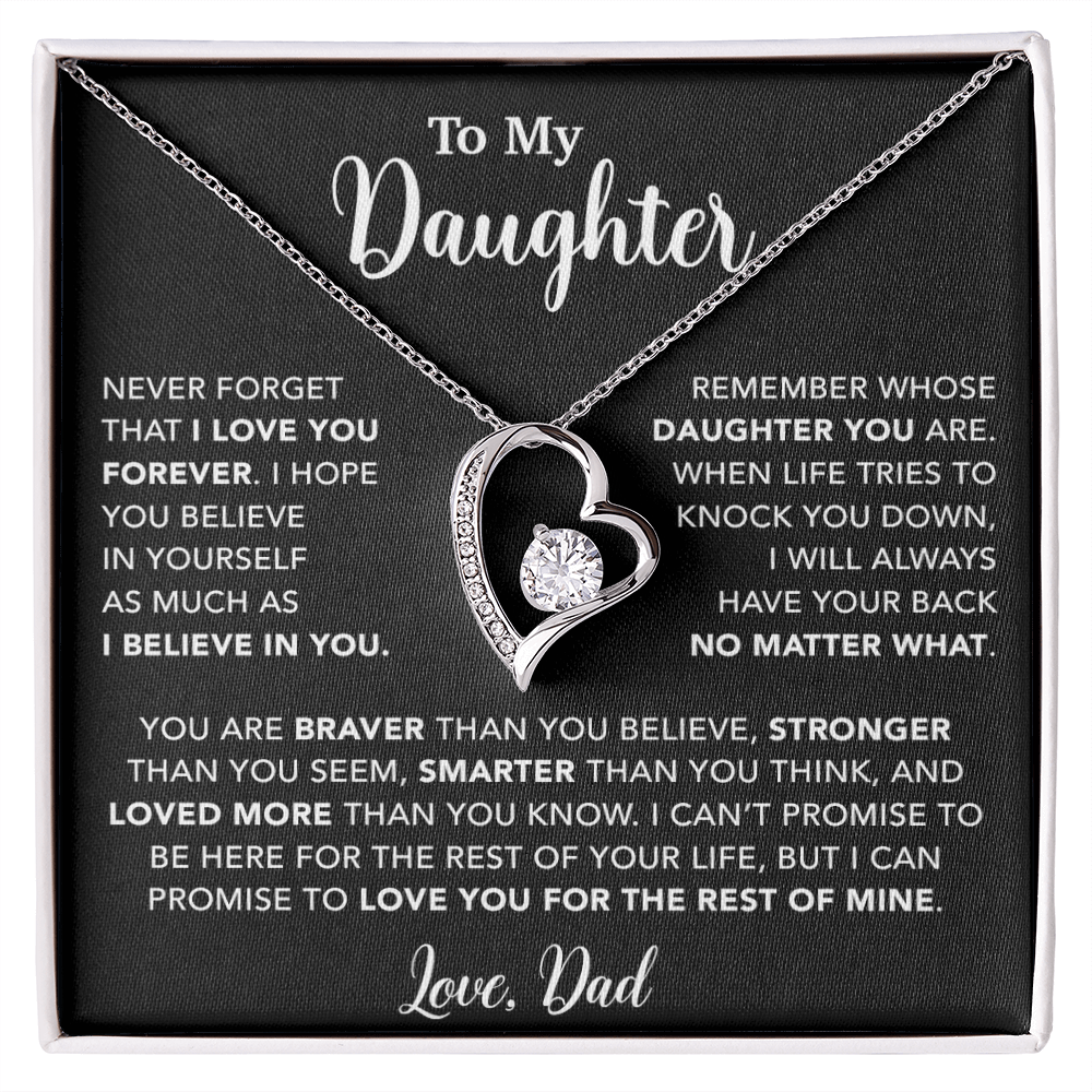 To My Daughter Necklace, Gift for Daughter from Dad, Father Daughter Necklace 7_4_Black