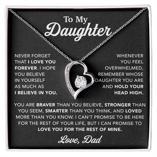 To My Daughter Necklace, Gift for Daughter from Dad, Father Daughter Necklace 26_10_Black