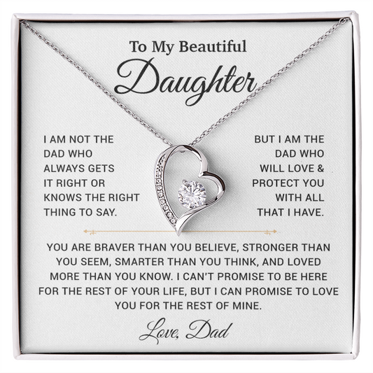 To My Daughter Necklace, Gift for Daughter from Dad, Father Daughter Necklace 19_11_White