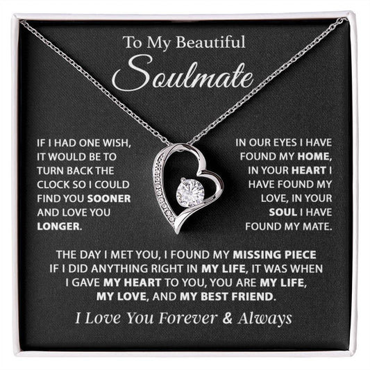 To My Soulmate Necklace, Gift For Girlfriend Wife, Birthday Gifts Christmas Gifts 11_11_Black