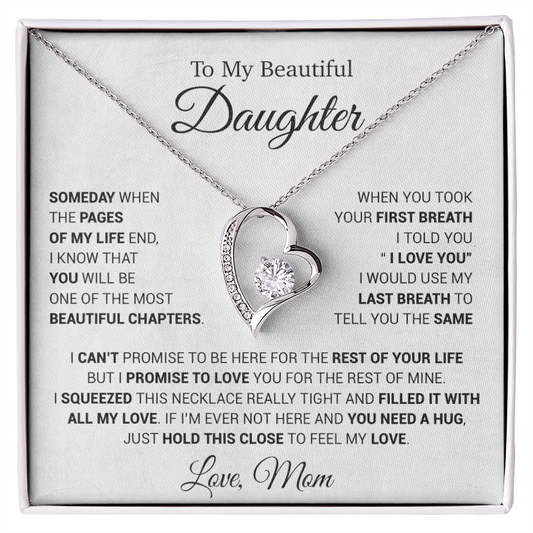 To My Daughter Necklace, Daughter Mother Necklace, Daughter Gift From Mom 13_5_White