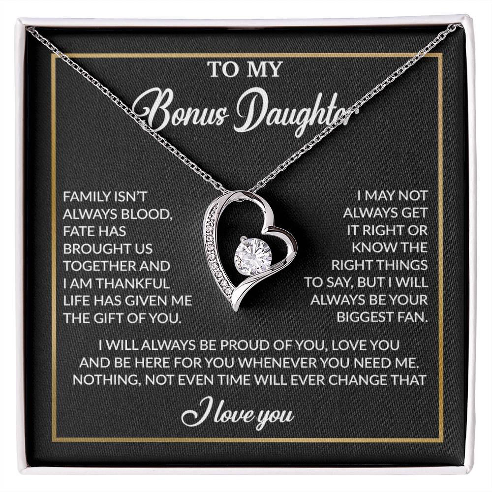 To My Bonus Daughter Necklace, Gift for Bonus Daughter, Step Daughter Birthday 18_4_Black