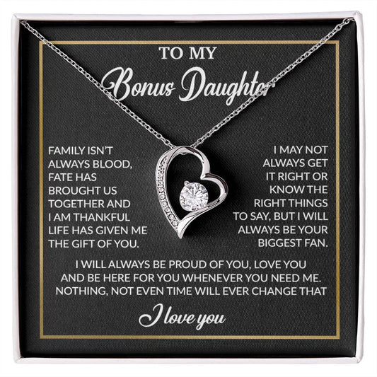 To My Bonus Daughter Necklace, Gift for Bonus Daughter, Step Daughter Birthday 18_4_Black