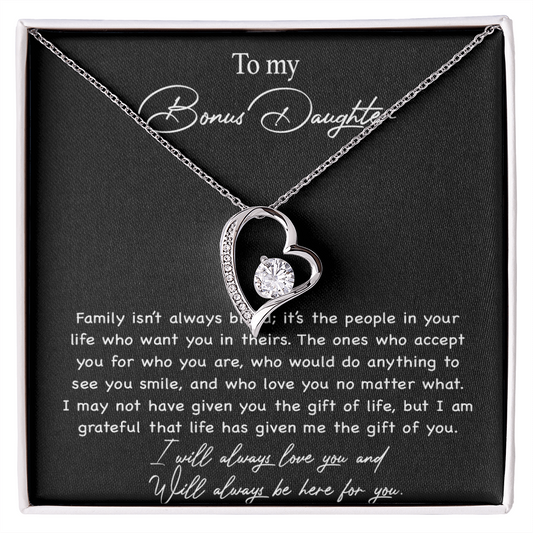 To my Bonus Daughter Necklace, Bonus Daughter, Step Daughter Gift 3-4_Black