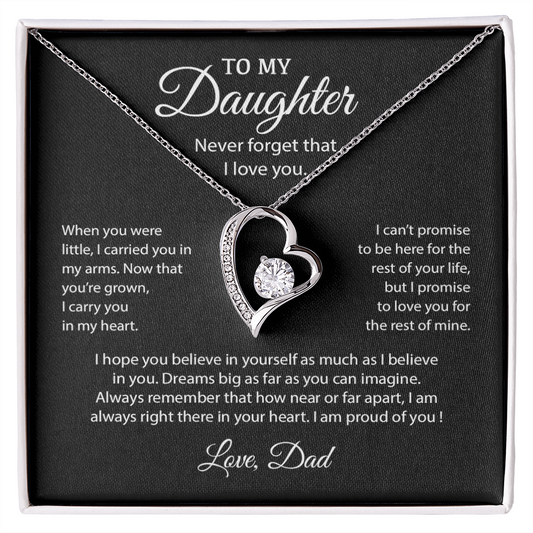 To My Daughter Necklace, Gift for Daughter from Dad, Father Daughter Necklace 10_6_Black