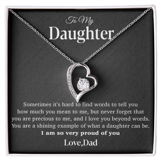 To My Daughter Necklace, Gift for Daughter from Dad, Father Daughter Necklace 12_4_Black