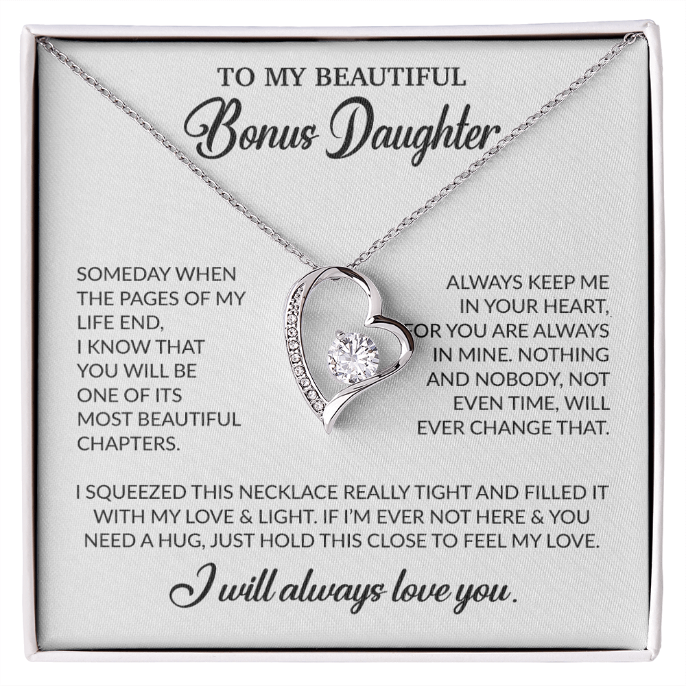 To My Bonus Daughter Necklace, Gift for Bonus Daughter, Step Daughter Birthday 25_11_White