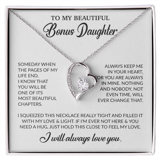 To My Bonus Daughter Necklace, Gift for Bonus Daughter, Step Daughter Birthday 25_11_White