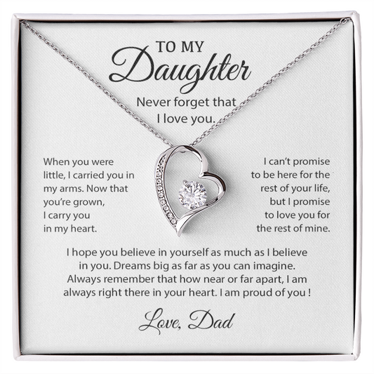 To My Daughter Necklace, Gift for Daughter from Dad, Father Daughter Necklace 10_6_White