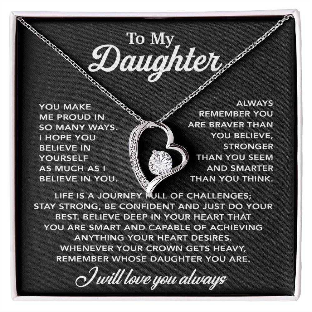 To My Daughter Necklace, Gift for Daughter from Dad, Father Daughter Necklace 24_3_Black