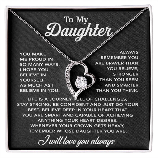 To My Daughter Necklace, Gift for Daughter from Dad, Father Daughter Necklace 24_3_Black