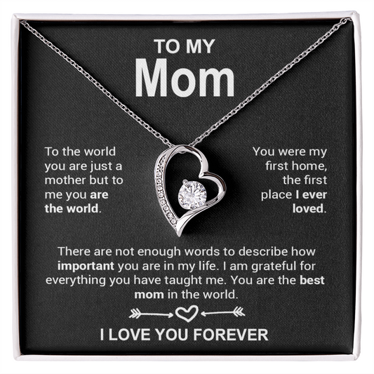To My Mom Necklace, Mother's Day Gift, Anniversary Gift Valentines Gift_Black