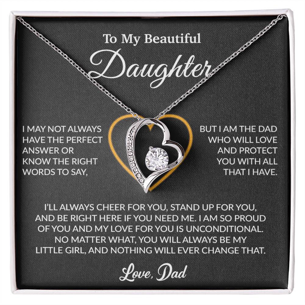 To My Daughter Necklace, Gift for Daughter from Dad, Father Daughter Necklace 7_6_Black