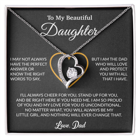 To My Daughter Necklace, Gift for Daughter from Dad, Father Daughter Necklace 7_6_Black