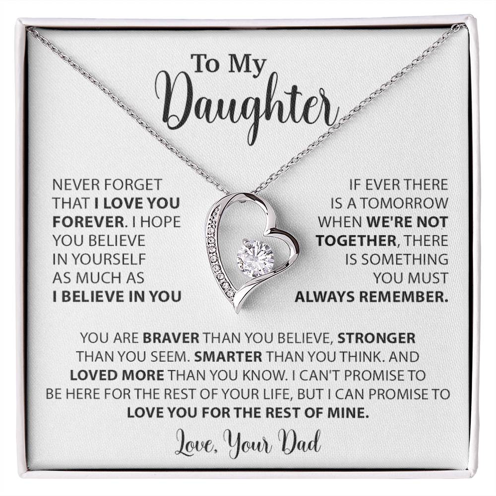To My Daughter Necklace Gift for Daughter from Dad,Daughter Father Necklace 14_4_White