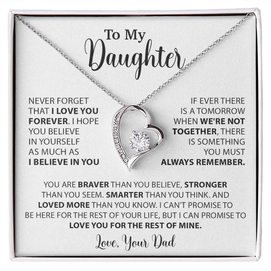 To My Daughter Necklace Gift for Daughter from Dad,Daughter Father Necklace 14_4_White