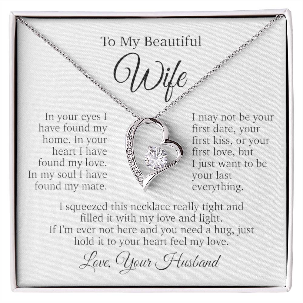 To My Wife Necklace, Gift From Husband, Anniversary Gifts Wife_White