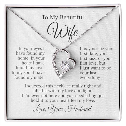 To My Wife Necklace, Gift From Husband, Anniversary Gifts Wife_White