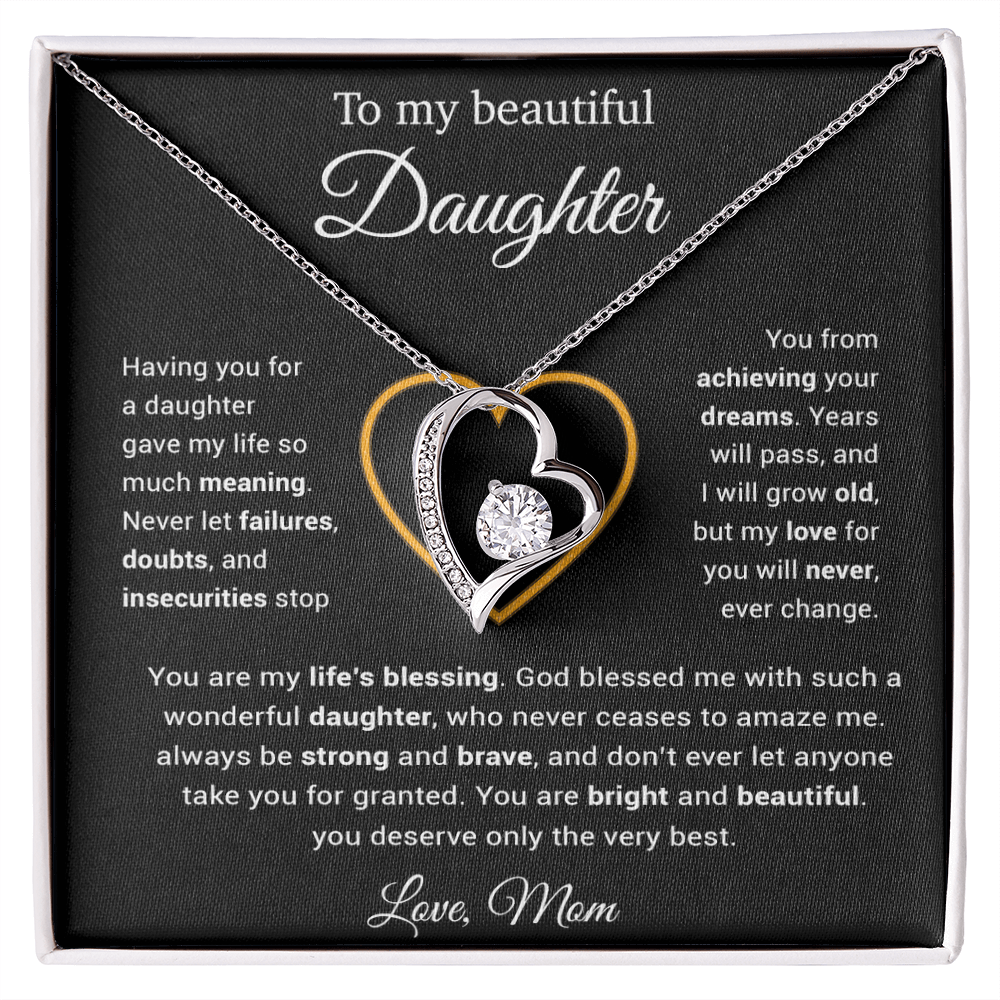 To My Daughter Necklace, Gift for Daughter from Mom, Daughter Mother Necklace 25_3_Black