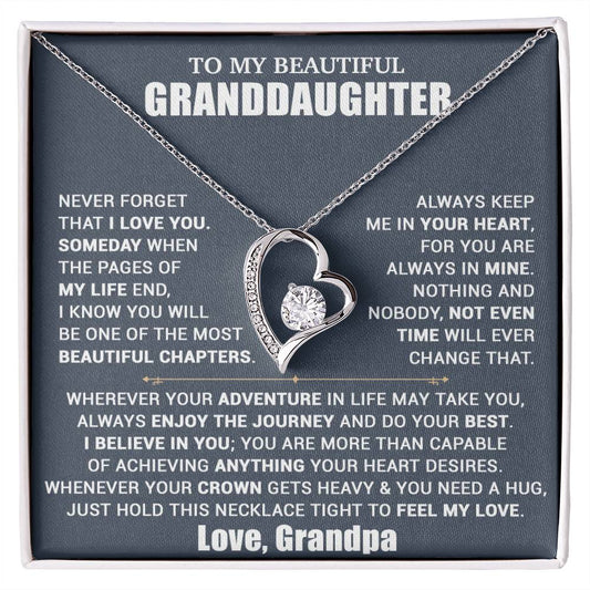 To My Granddaughter Necklace, Granddaughter Gift from Grandpa, Christmas Gift 10_10_Blue