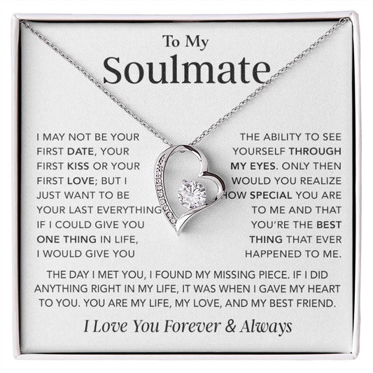 To My Soulmate Necklace, Anniversary Gift for Her, Birthday Christmas Gift for Girlfriend