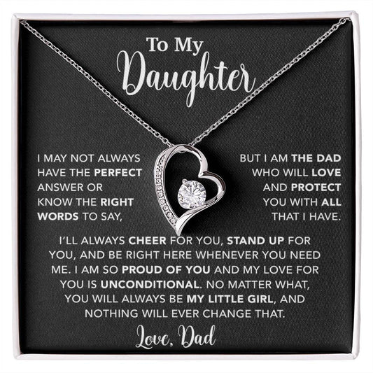 To My Daughter Necklace, Gift for Daughter from Dad, Father Daughter Necklace  15_6_Black