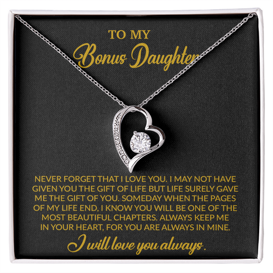 To My Bonus Daughter Necklace, Gift for Bonus Daughter, Step Daughter Birthday 4_10_Gold