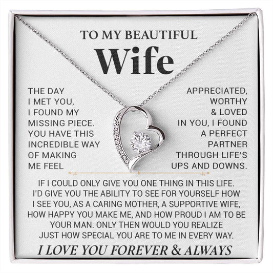 To My Wife Necklace, Anniversary Gift For Wife, Wife Birthday, Gift For Wife444_White