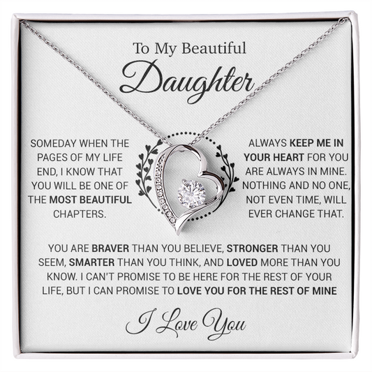 To My Daughter Necklace, Gift for Daughter from Dad, Daughter Father Necklace 15_12_White