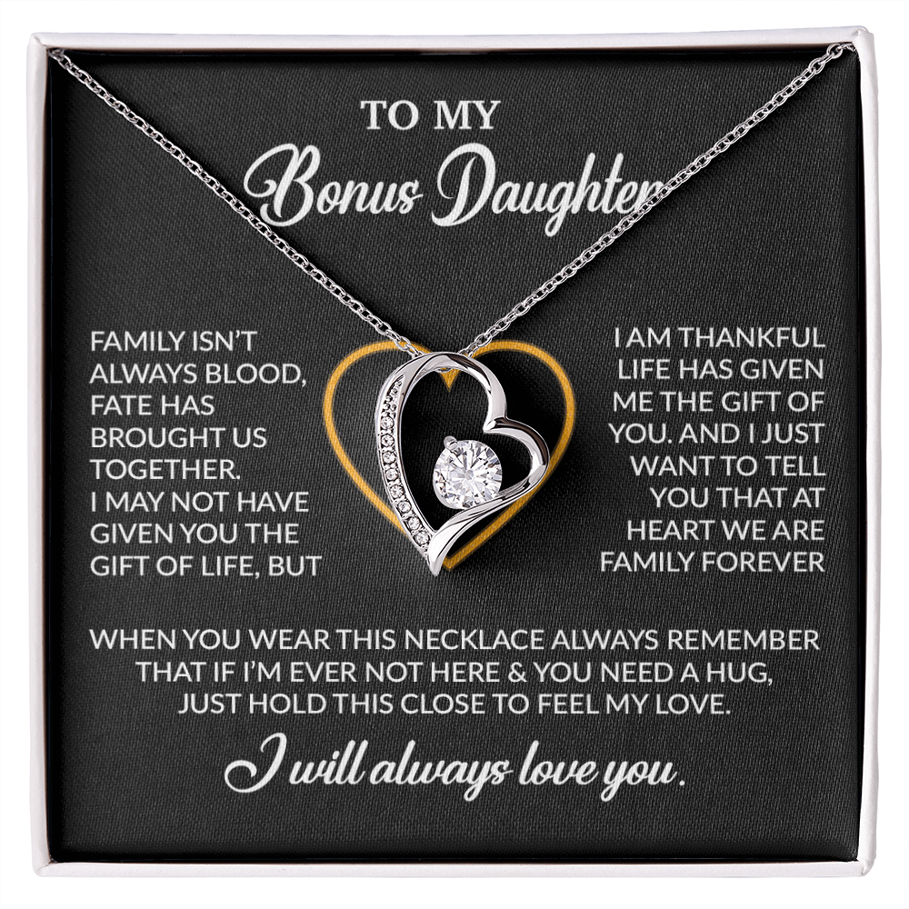 To My Bonus Daughter Necklace, Gift for Bonus Daughter, Step Daughter Birthday 24_12_Black