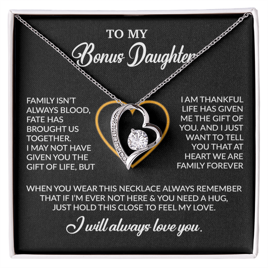 To My Bonus Daughter Necklace, Gift for Bonus Daughter, Step Daughter Birthday 24_12_Black