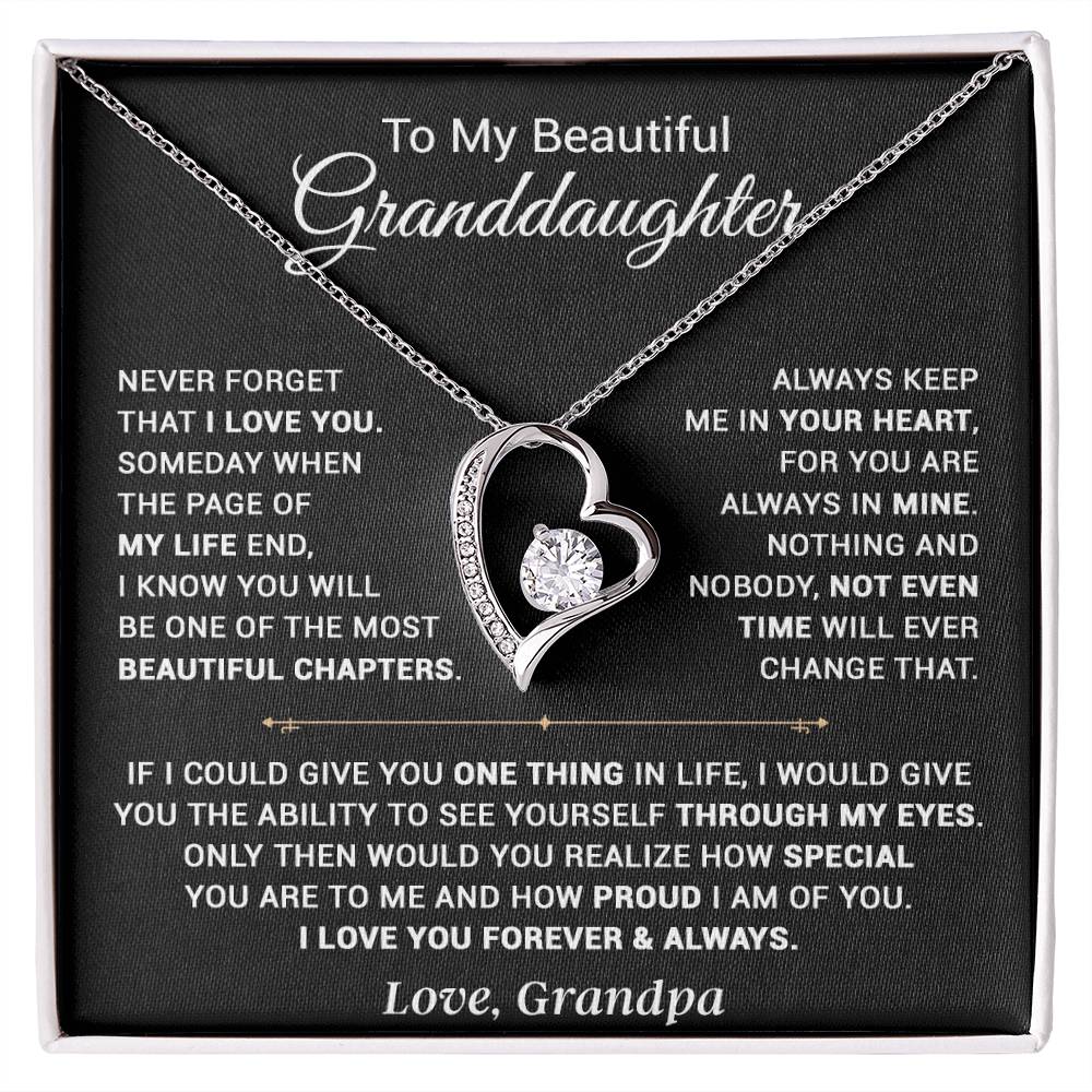 To My Granddaughter Necklace, Xmas Birthday Gift For Granddaughter From Grandpa 13_9_Black