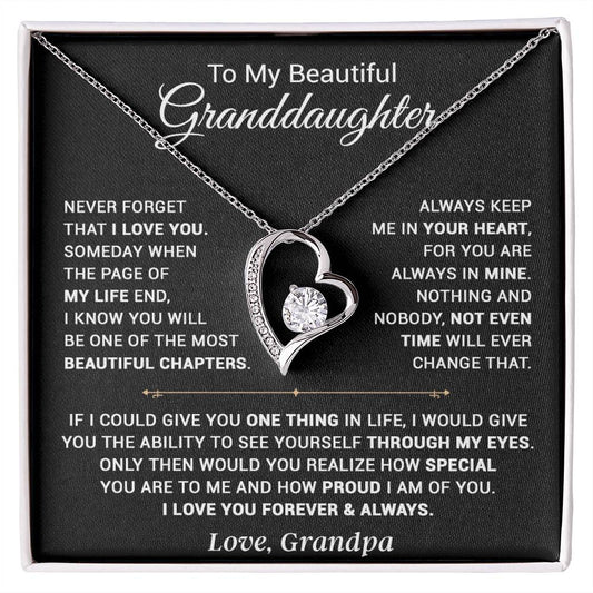 To My Granddaughter Necklace, Xmas Birthday Gift For Granddaughter From Grandpa 13_9_Black