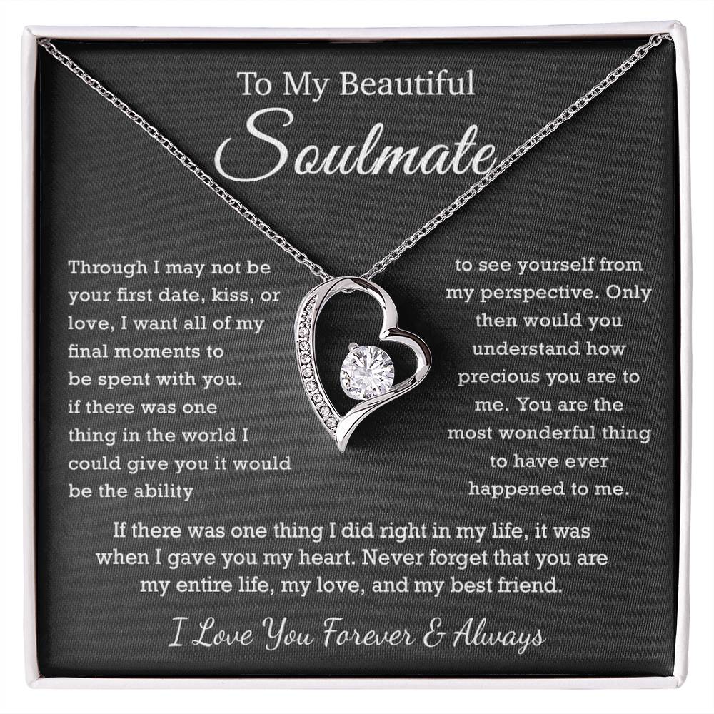 To My Beautiful Soulmate, Soulmate Necklace Gift , Gift for Wife, Birthday Gift
