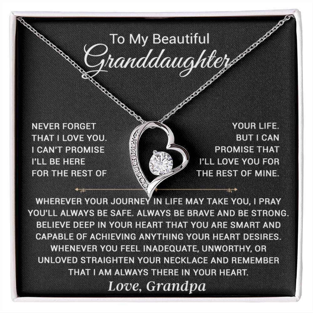 To My Granddaughter Necklace, Granddaughter Gift from Grandpa, Christmas Gift_Black
