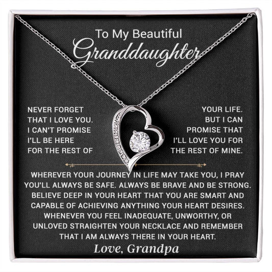 To My Granddaughter Necklace, Granddaughter Gift from Grandpa, Christmas Gift_Black