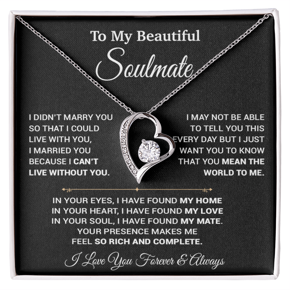 To My Soulmate Necklace, Gift For Wife,Soulmate Gift, Birthday Gift For Her_Black