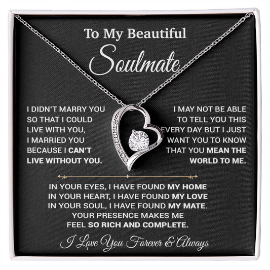 To My Soulmate Necklace, Gift For Wife,Soulmate Gift, Birthday Gift For Her_Black