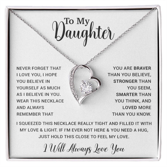 To My Daughter Necklace Gift for Daughter from Dad,Daughter Father Necklace 16_4_White