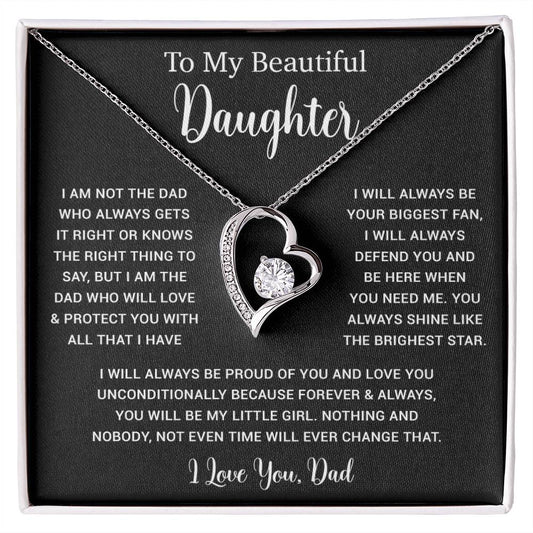 To My Daughter Necklace, Gift for Daughter from Dad, Father Daughter Necklace  6_5_Black