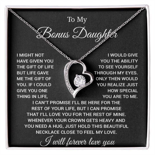 To My Bonus Daughter Necklace, Gift for Bonus Daughter, Step Daughter Birthday 23_11_Black