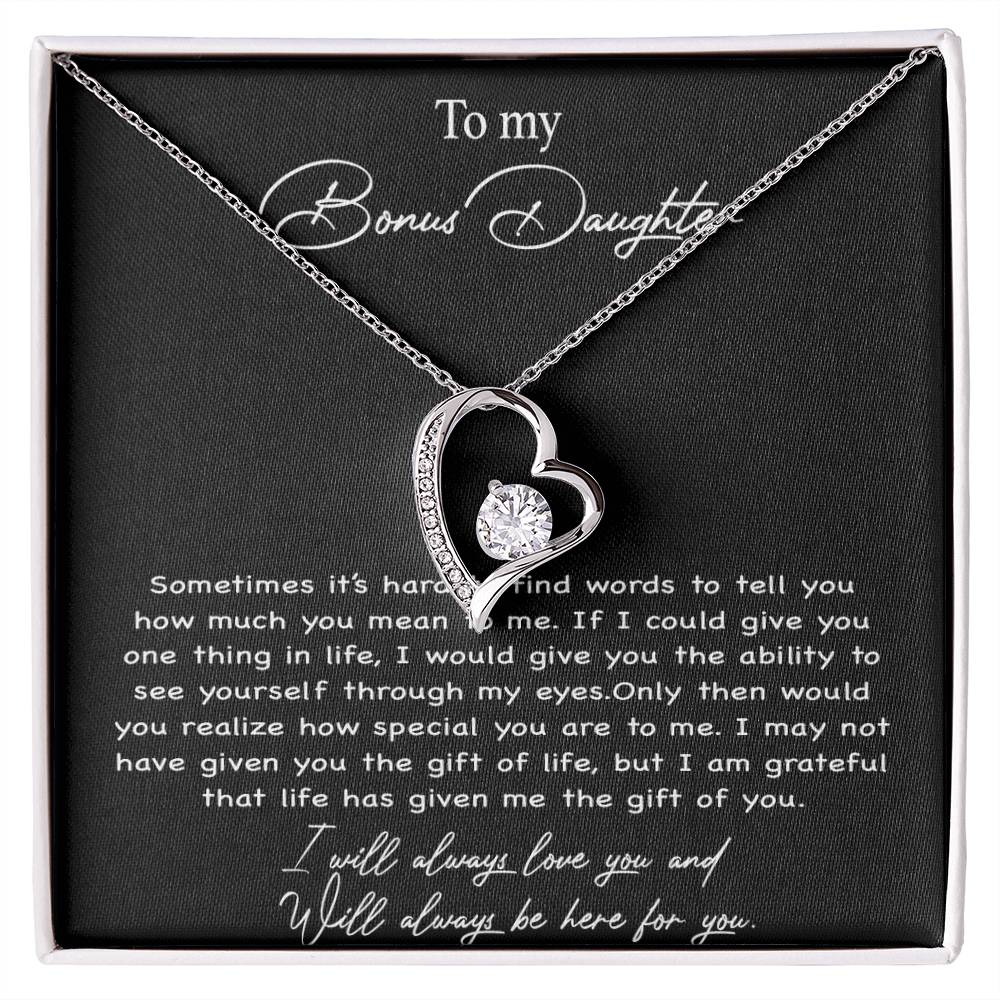 To my Bonus Daughter Necklace, Bonus Daughter, Step Daughter Gift 4-4_Black