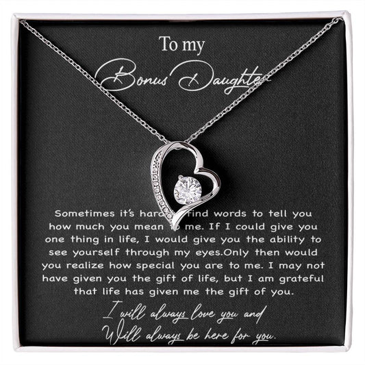 To my Bonus Daughter Necklace, Bonus Daughter, Step Daughter Gift 4-4_Black
