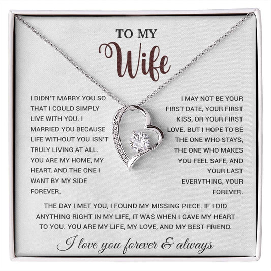To My Wife Necklace, Gift For Wife, Anniversary Gift For Wife, Necklace For Wife 21_9_White