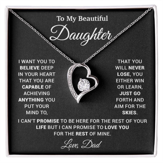 To My Daughter Necklace, Gift for Daughter from Dad, Father Daughter Necklace 26_2_Black