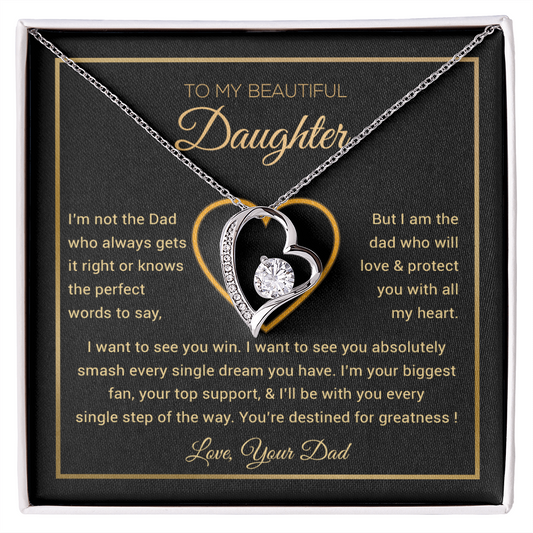 To My Daughter Necklace, Gift for Daughter from Dad, Father Daughter Necklace 9_6_Gold