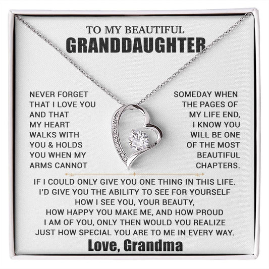 To My Granddaughter Necklace, Granddaughter Gift from Grandma, Christmas Gift 19_8_White